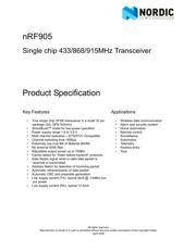 NRF905 数据规格书 1